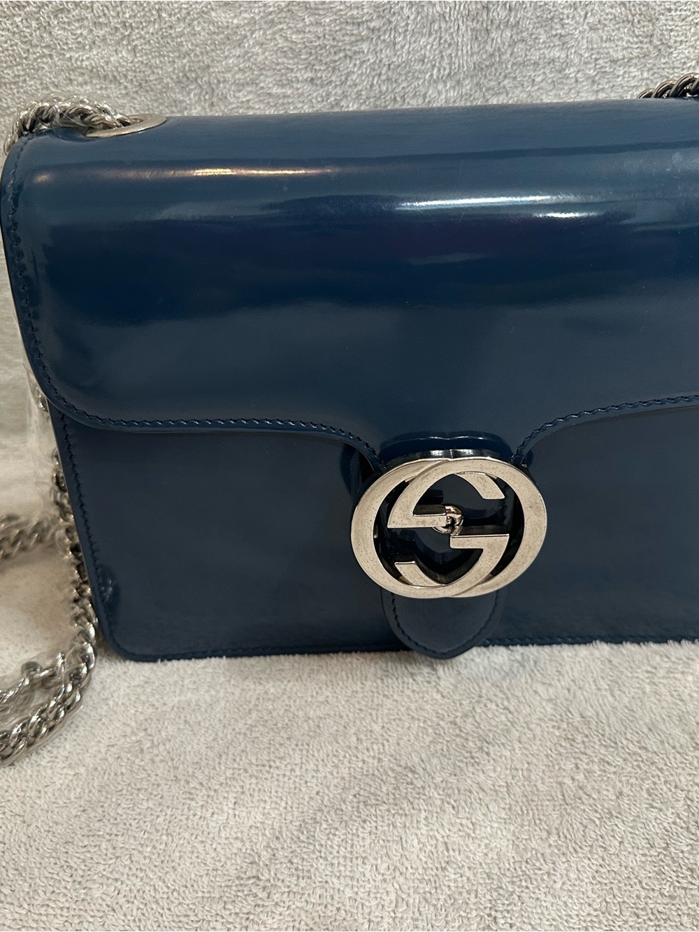 Gucci Patent Leather Small Interlocking G Shoulder Bag